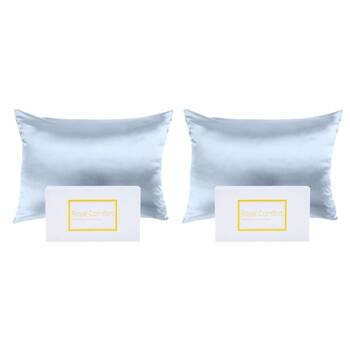 2PK Royal Comfort Mulberry Silk Pillowcase Twin Pack - Size: 51x76cm - Soft Blue