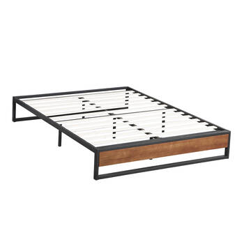 Milano Single Sorrento Metal & Wood Bed Frame Base 197x97cm - Black