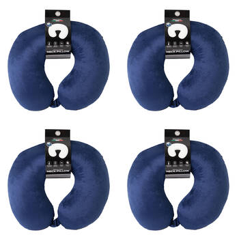 4PK Milano Decor Polyester Memory Foam Travel Neck Support Pillow 30x30cm Blue