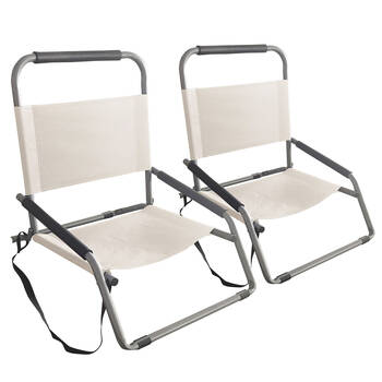 2pc Havana Outdoors Folding Beach Chairs 60x65cm - Natural
