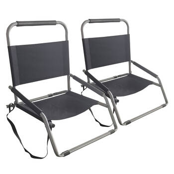 2pc Havana Outdoors Folding Beach Chair 60x65cm - Vintage Black