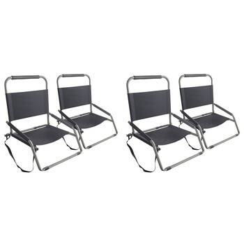 2x 2pc Havana Outdoors Folding Beach Chair 60x65cm - Vintage Black
