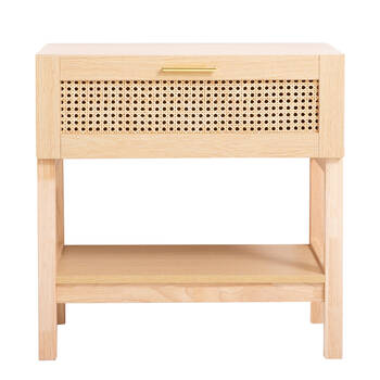 Casa Decor Santiago Rattan Wood Bedside Table 60x60cm - Oak 
