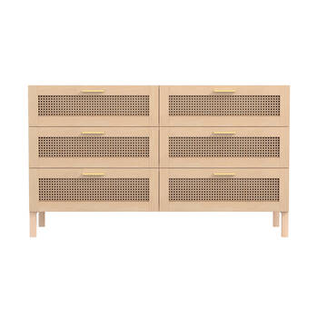 Casa Decor Santiago Rattan Chest of Drawers 145x85cm - Oak