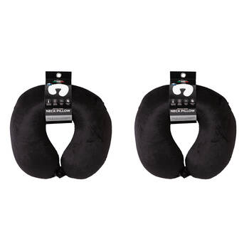 2PK Milano Decor Polyester Memory Foam Travel Neck Support Pillow 30x30cm Black