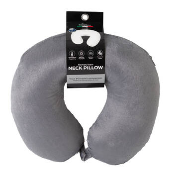 Milano Decor Polyester Memory Foam Travel Neck Support Pillow 30x30cm Grey