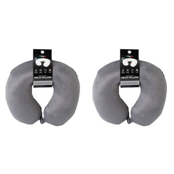 2PK Milano Decor Polyester Memory Foam Travel Neck Support Pillow 30x30cm Grey