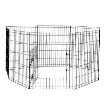 4Paws Metal Wire 8 Panels Foldable Playpen/Fence 91x61cm - Black