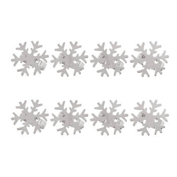 2x 4pc Bread and Butter Steel Snow Flake Napkin Rings - Silver