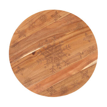 Bread and Butter 18in Wooden Lazy Susan Tray Round - Snowflake