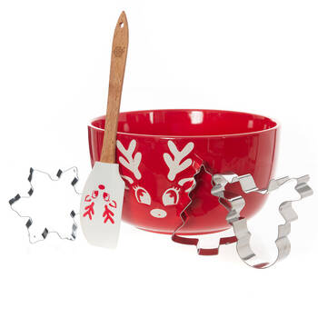 Bread and Butter Electroplate Icy Reindeer Mini Mix Bowl Set - Red