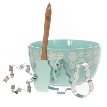 Bread and Butter Electroplate Icy Snowflake Mini Mix Bowl Set - Light Blue