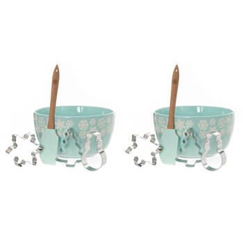 2PK Bread and Butter Electroplate Icy Snowflake Mini Mix Bowl Set - Light Blue