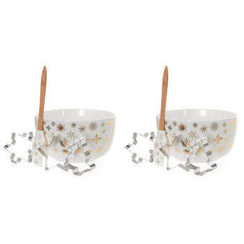 2PK Bread and Butter Electroplate Snowflake Mini Mix Bowl Set - Gold