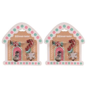 2x 4pc Bread and Butter Stainless Cookie Cutter House/Snowman/Snowflake/Cane
