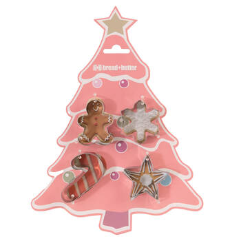 4pc Bread and Butter Cookie Cutter Tree/Gingerbread Man/Snowflake/Star