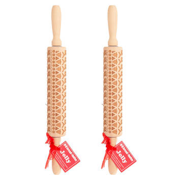 2PK Bread and Butter Laser Etch Wooden Rolling Pin - Fairisle
