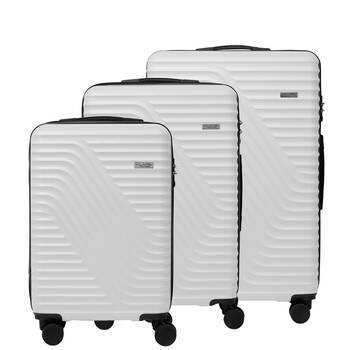 3pc Milano Atlantis ABS Travel Luggage/Suitcase Set - White