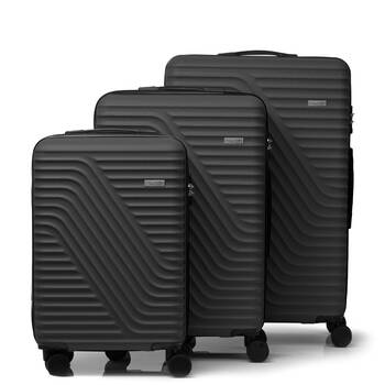 3pc Milano Atlantis ABS Travel Luggage/Suitcase Set - Black