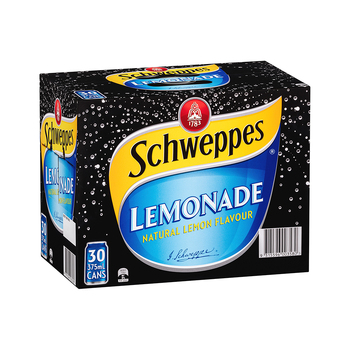 30pc Schweppes Lemonade Flavoured Soft Drink Cans 375ml