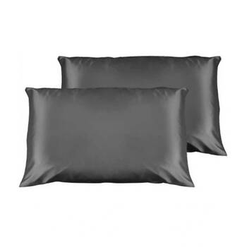Casa Decor Luxury Satin Pillowcases Twin Pack 51x76cm - Charcoal