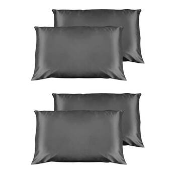 2PK Casa Decor Luxury Satin Pillowcases Twin Pack 51x76cm - Charcoal