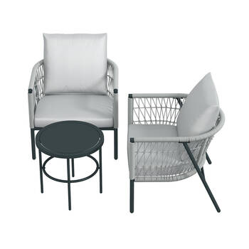 3pc Arcadia Outdoor Furniture Reims Patio/Garden Set - Grey