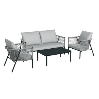 4pc Arcadia Outdoor Furniture Reims Patio/Garden Lounge Set - Grey