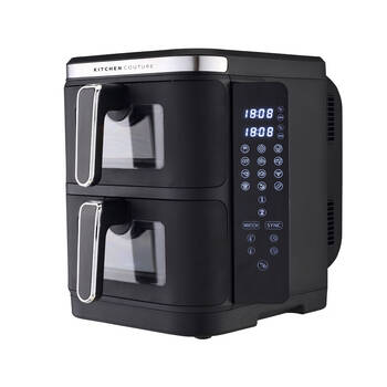 Kitchen Couture 11L Clear View Vertex Dual Draw Air Fryer 32.8x50.5cm - Black