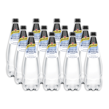 12pc Schweppes Natural Sparkling Mineral Water Drink Bottles 1.1L