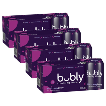 32pc Bubly Blackberry Flavoured Sparkling Water Drink Cans 375ml