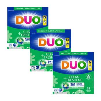 3x 28pc Duo DUO Clean Freshens Pack Laundry Capsule Clothes Cleaning Detergent