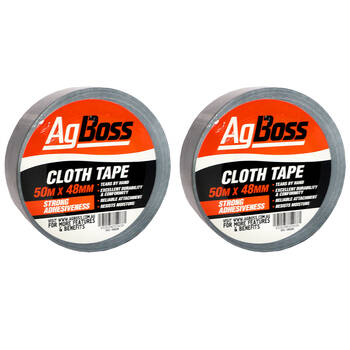 2PK AgBoss Durable Multi Purpose PVC Black Cloth Tape 48mm x 50m