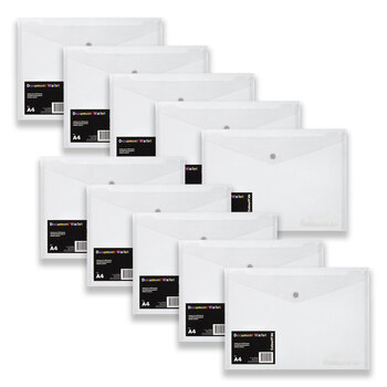 10pc Colourhide A4 Document Wallet Envelope Rectangle - Clear