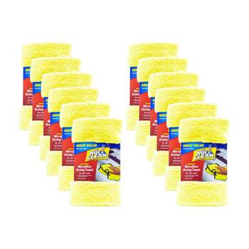 12PK Mr Clean Automotive Dry Buff Shine Microfibre Drying Towel 60x60cm Yellow