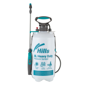 Hills Heavy Duty Weed/Water/Chemical Pump Pressure Sprayer 8L Viton Seals