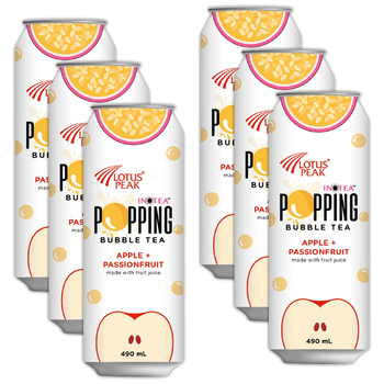 6pc Lotus Peak Inotea Popping Bubble Tea Apple & Passionfruit 490ml