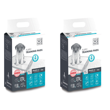 2x 15pc M-Pets 60cm Puppy/Senior Dog Pet Potty Training Pad Fast Drying Pee Mat 