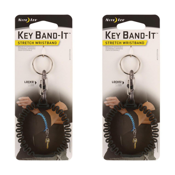 2PK Nite Ize Key Band-It Stretch Wristband Keyholder Smoke 6.5cm