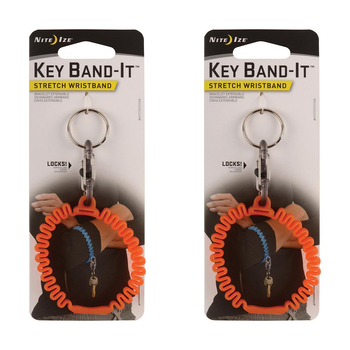 2PK Nite Ize Key Band-It Stretch Wristband Keyholder Orange 6.5cm