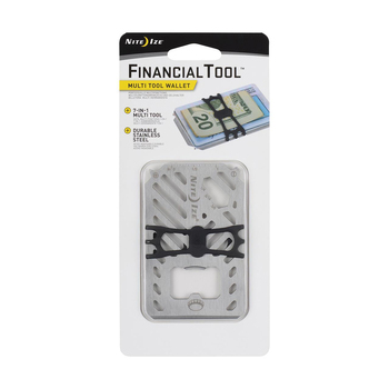 Nite Ize Financial Tool 7in1 Stainless Steel 9cm Multi-Tool Wallet - Silver
