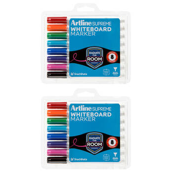 2x 8pc Artline Supreme Whiteboard Markers - Assorted