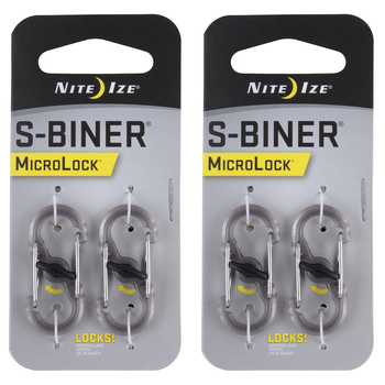 2x 2pc Nite Ize S-Biner Microlock Polycarbonate Carabiner - Smoke