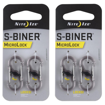 2x 2pc Nite Ize S-Biner Microlock Polycarbonate Carabiner - Smoke