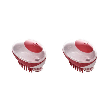 2x M-PETS 11x7cm Rubeaz Cat/Kitten Pet Soap Dispenser & Brush Red
