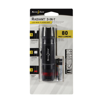 Nite Ize Radiant 3-In-1 LED Mini Flashlight 80lm - Black