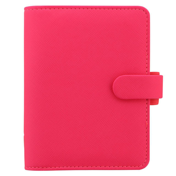 Filofax Saffiano Pocket Organiser Faux Leather Fluro Pink