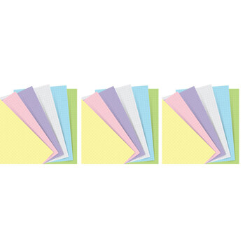 3x 60pc Filofax Squared Paper Refill Organiser Sheet Pastel