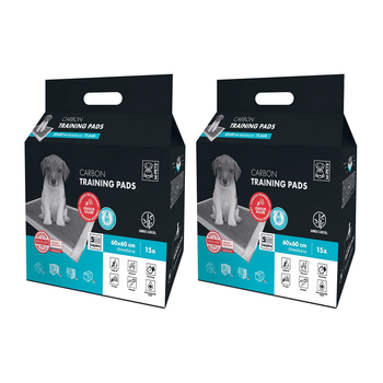 2x 15pc M-Pets 60cm Puppy/Senior Dog Pet Carbon Training Pad Fast Drying Pee Mat 