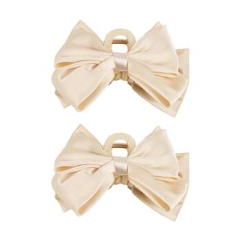2PK Annabel Trends Tamed Hair Claw Bow Women's Accessory 13cm Cream